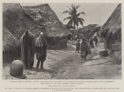 Die westafrikanische Frage, Eguns oder heilige Wesen, die angeblich von den Toten auferstanden sind, auf einer Straße in Abeokuta, der Hauptstadt des Egba-Königreichs, Yoruba-Land von Amedee Forestier